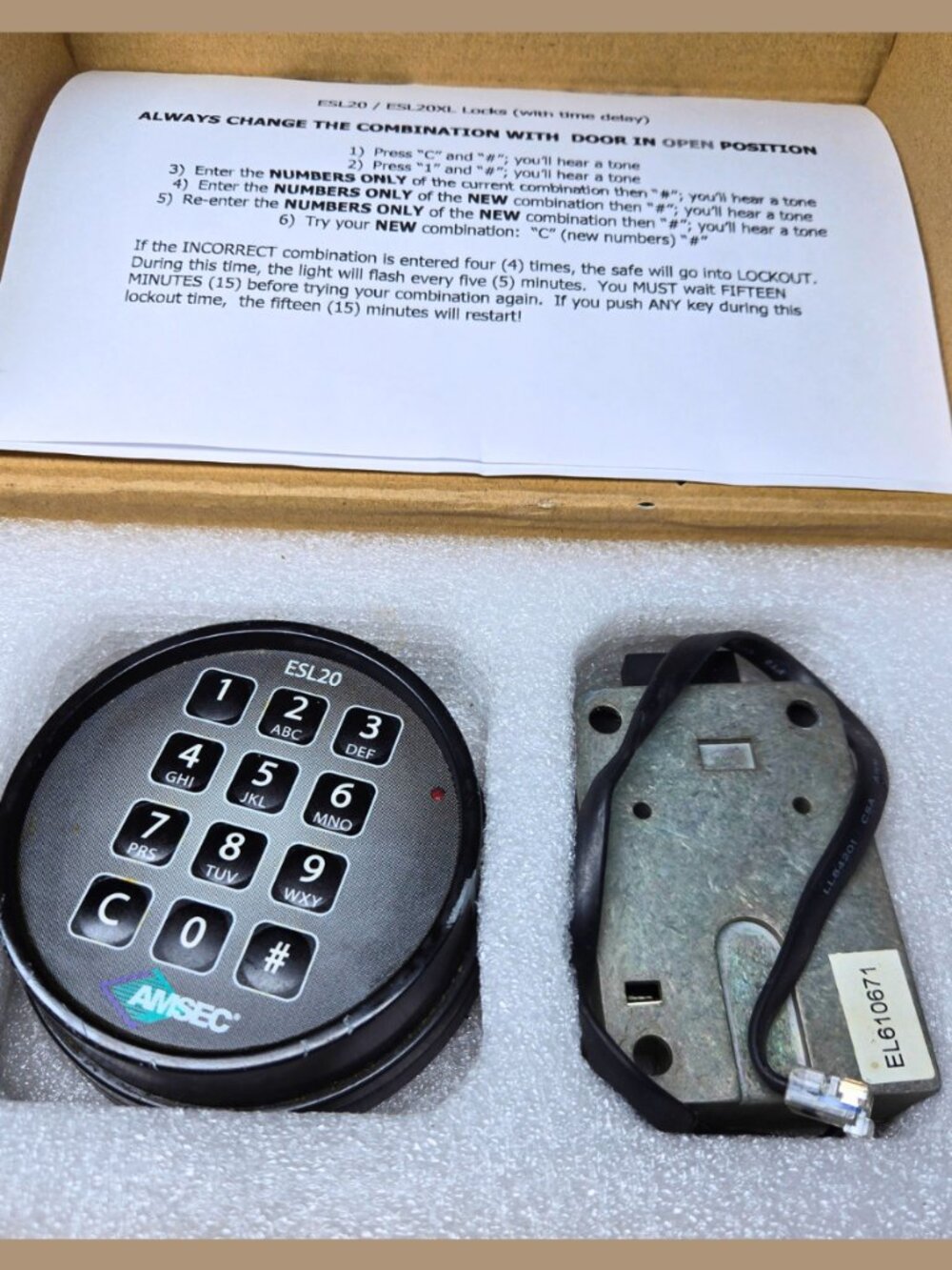 American Security ESL20xl Electronic Keypad & Lock